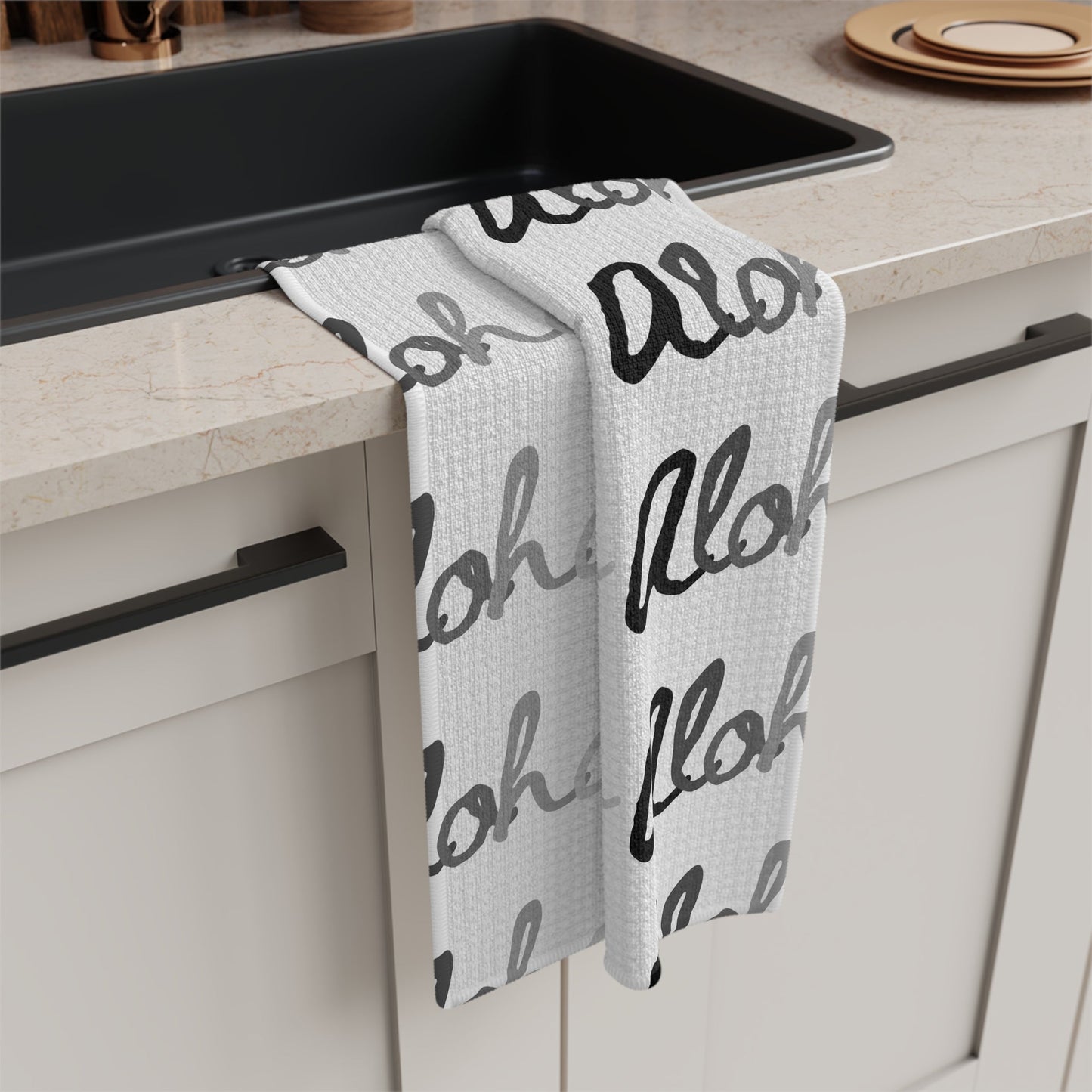 Kitchen Towel Aloha Grey Scale - Global Village Kailua Boutique