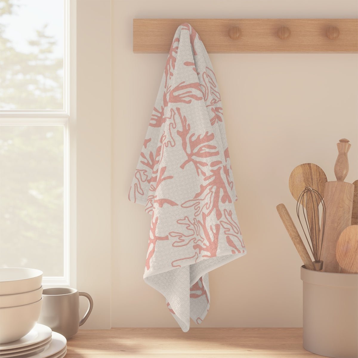 Kitchen Towel Coral Pale Pink Global Village Kailua Boutique