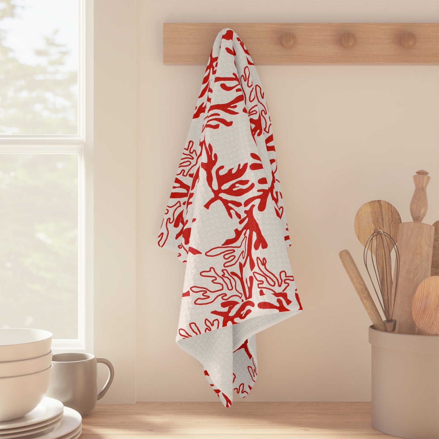 Kitchen Towel Coral Red - Global Village Kailua Boutique