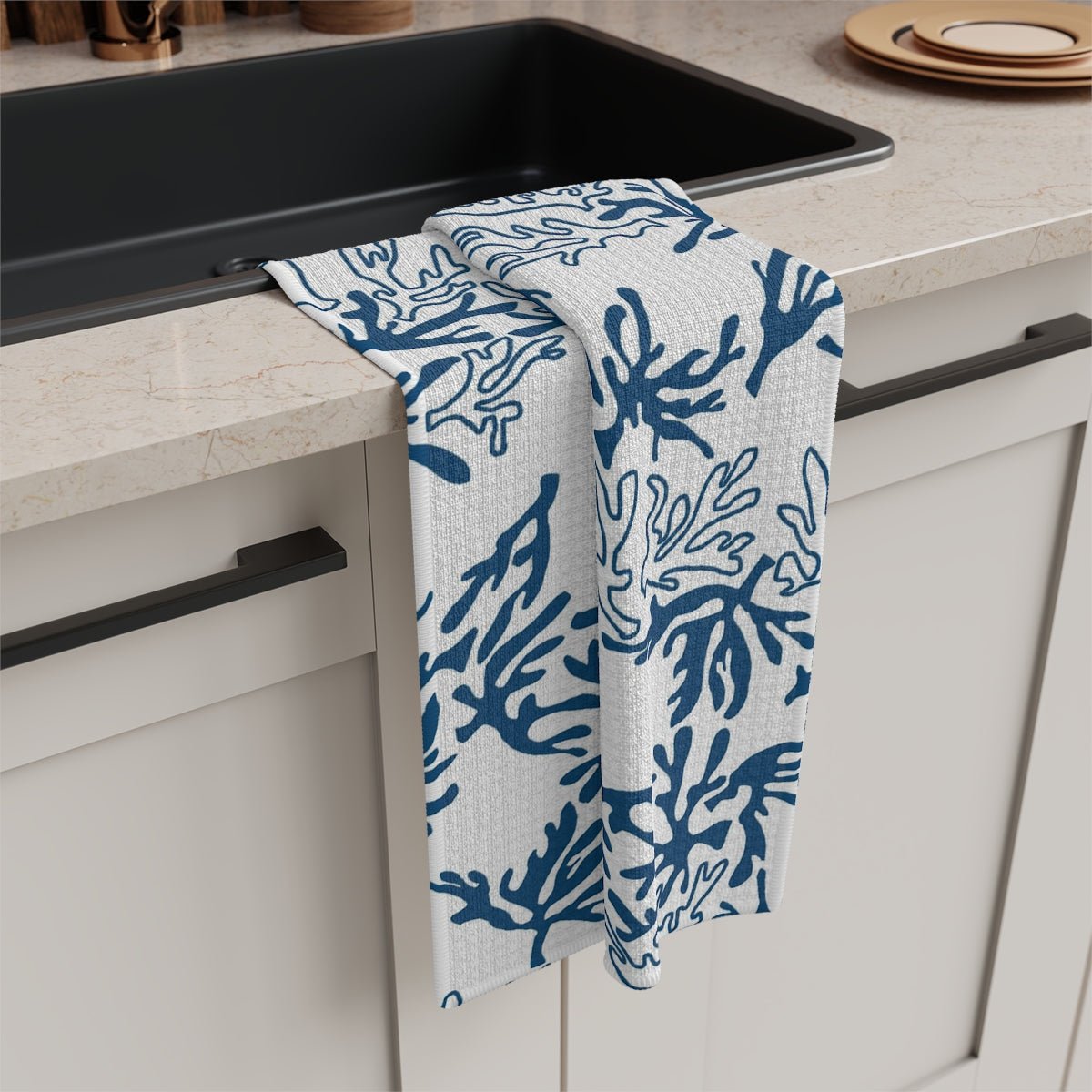 Kitchen Towel Coral Teal Global Village Kailua Boutique