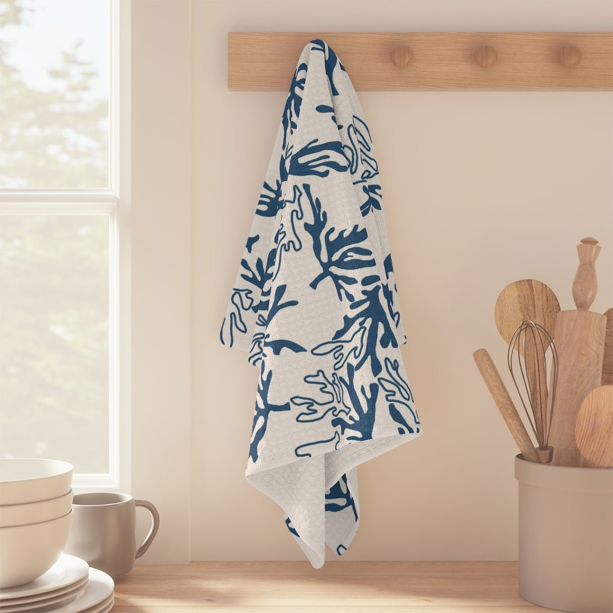Kitchen Towel Coral Teal Global Village Kailua Boutique