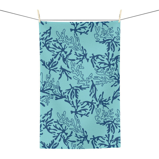 Kitchen Towel Coral Teal & Aqua Global Village Kailua Boutique