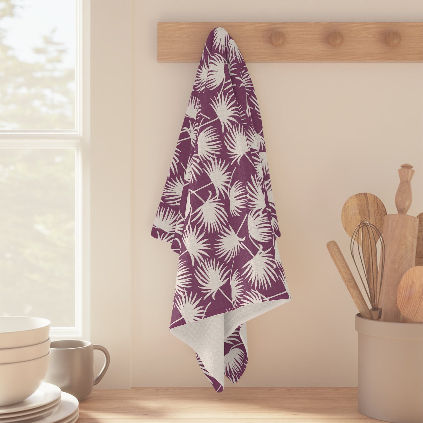 Kitchen Towel Fan Palm Magenta - Global Village Kailua Boutique