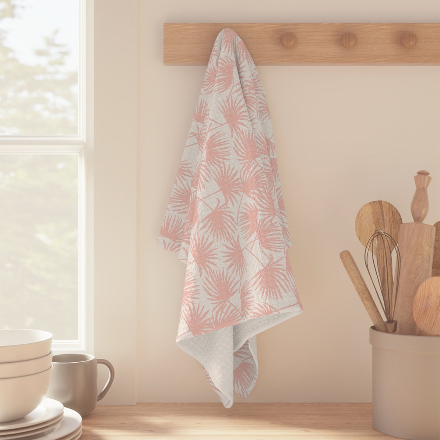 Kitchen Towel Fan Palm Pink - Global Village Kailua Boutique