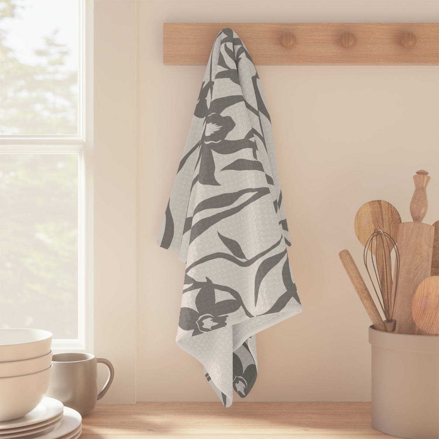 Kitchen Towel Orchid Ink Charcoal - Global Village Kailua Boutique