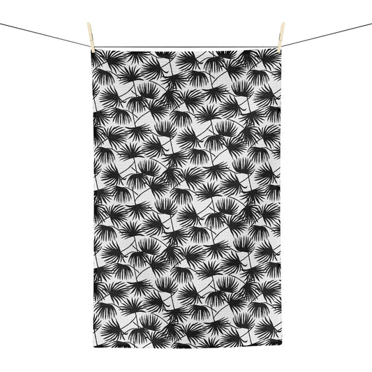 Kitchen Towel Palm Fan Black & White - Global Village Kailua Boutique