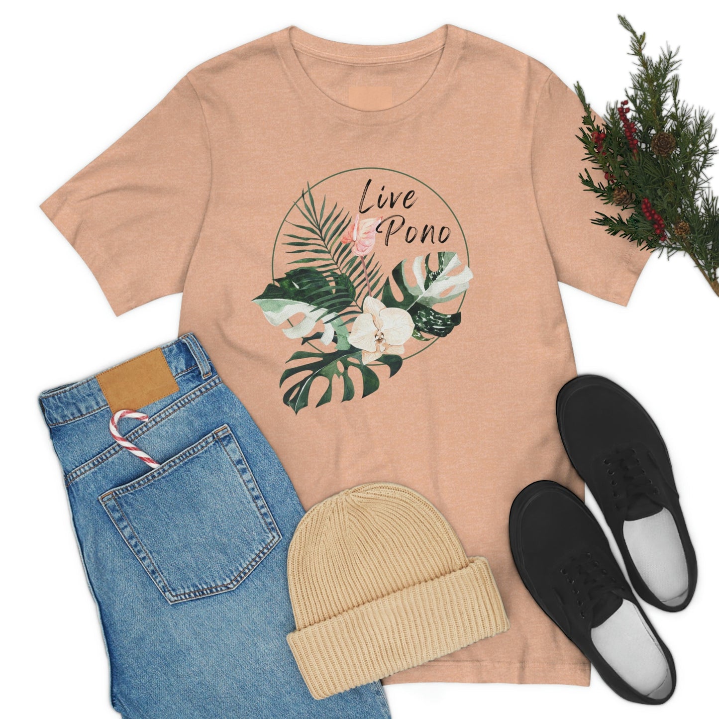 Live Pono Tropical Flower Unisex Jersey Tee - Global Village Kailua Boutique