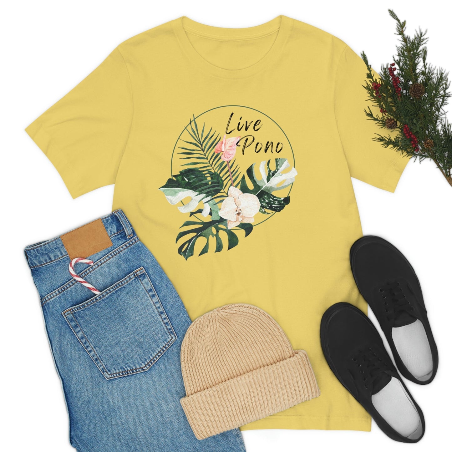 Live Pono Tropical Flower Unisex Jersey Tee - Global Village Kailua Boutique