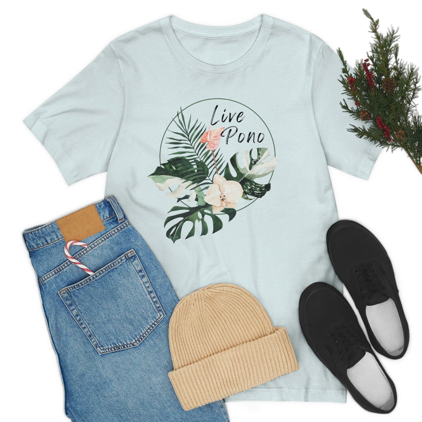 Live Pono Tropical Flower Unisex Jersey Tee - Global Village Kailua Boutique