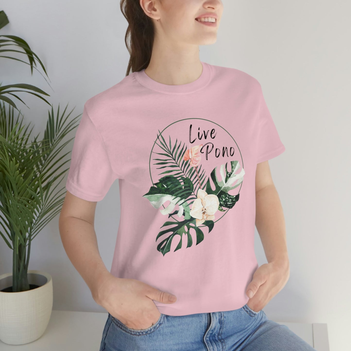 Live Pono Tropical Flower Unisex Jersey Tee - Global Village Kailua Boutique