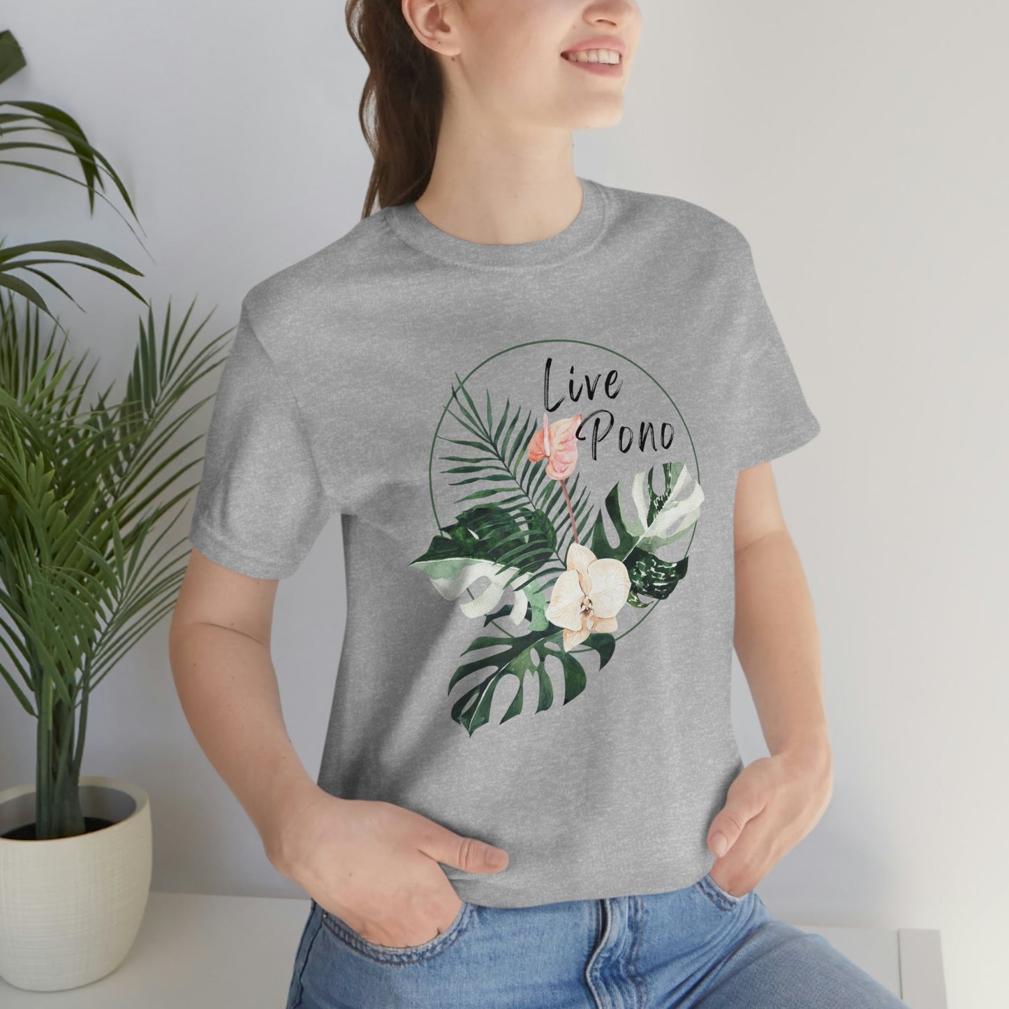 Live Pono Tropical Flower Unisex Jersey Tee - Global Village Kailua Boutique