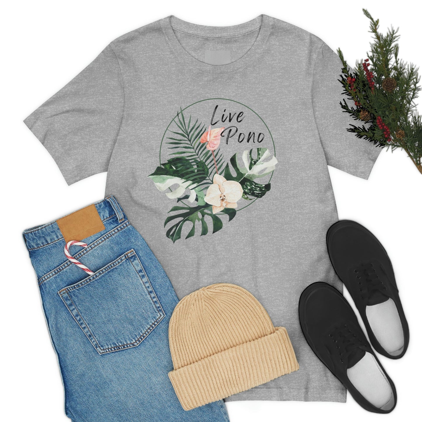 Live Pono Tropical Flower Unisex Jersey Tee - Global Village Kailua Boutique