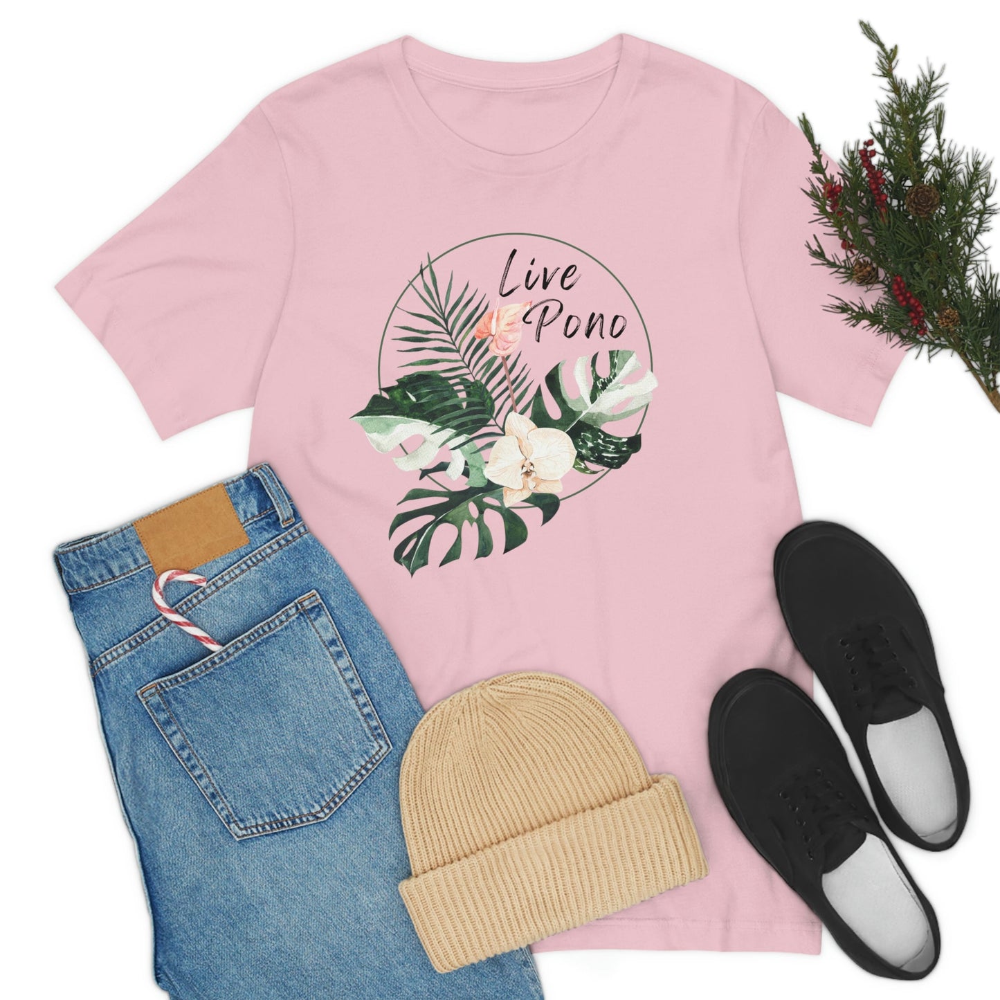 Live Pono Tropical Flower Unisex Jersey Tee - Global Village Kailua Boutique