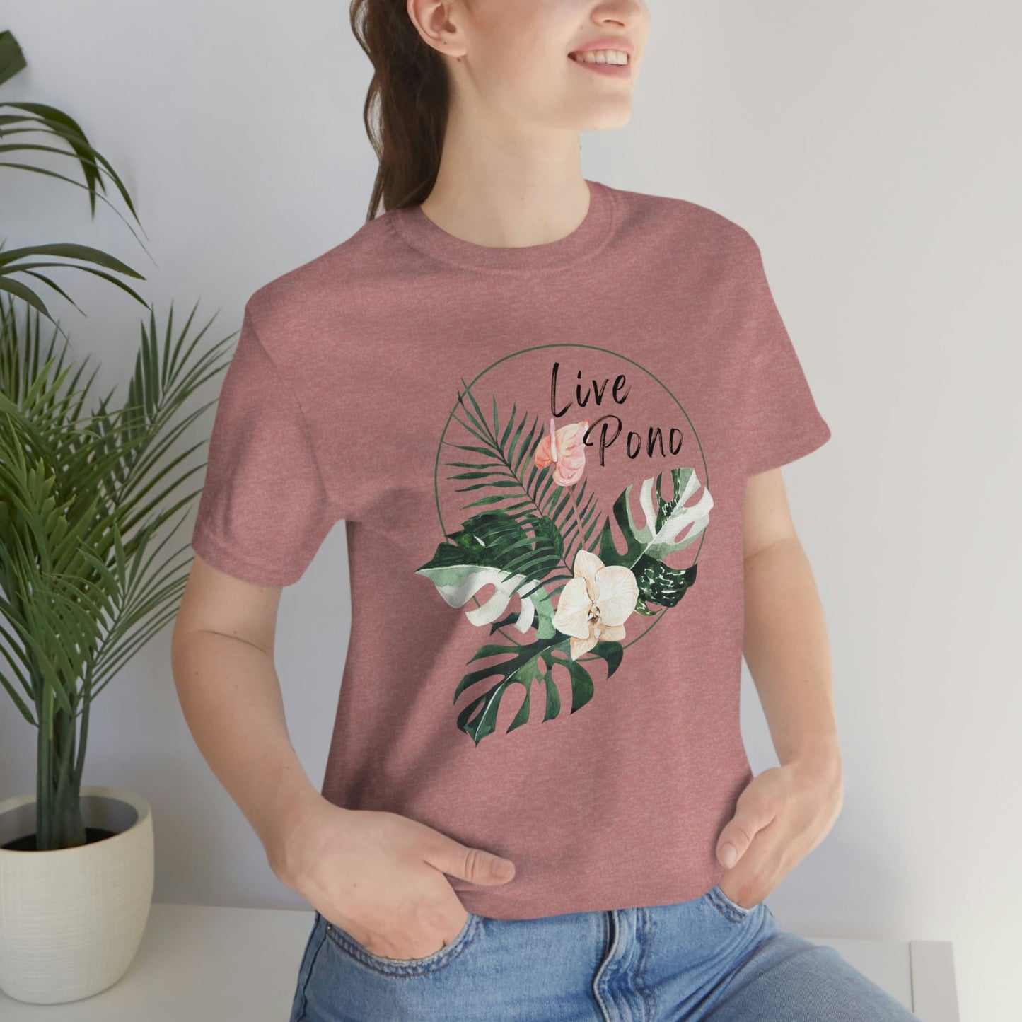 Live Pono Tropical Flower Unisex Jersey Tee - Global Village Kailua Boutique