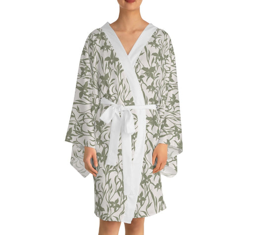 Long Sleeve Kimono Robe Orchid Sage - Global Village Kailua Boutique