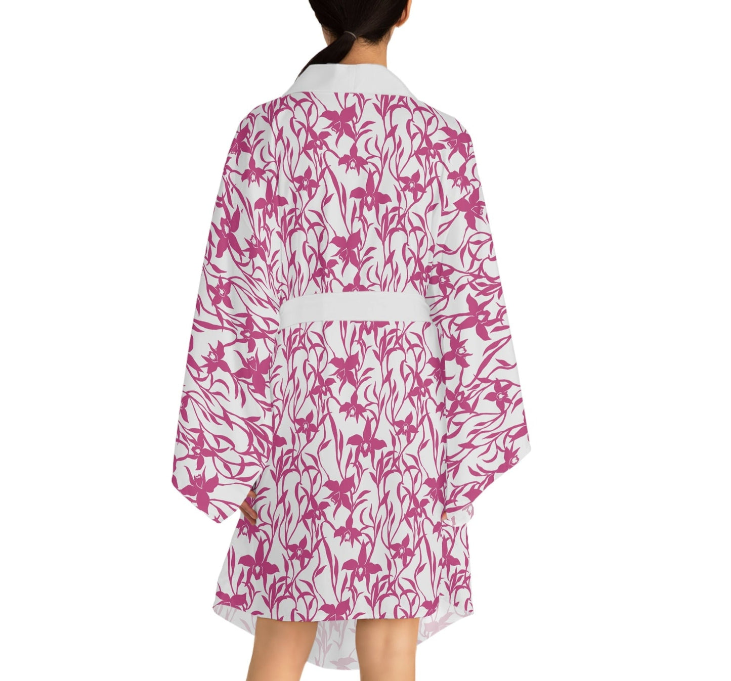 Long Sleeve Kimono Robe Orchid Whimsy Pink - Global Village Kailua Boutique