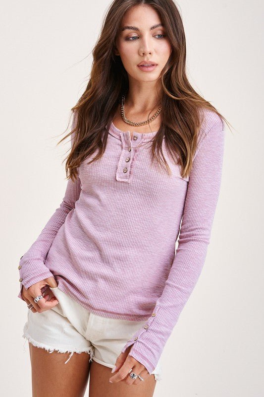 Long Sleeve Rib Leah Top - Global Village Kailua Boutique