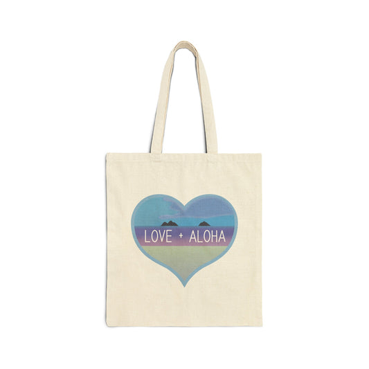 Love + Aloha Cotton Canvas Tote Bag - Global Village Kailua Boutique