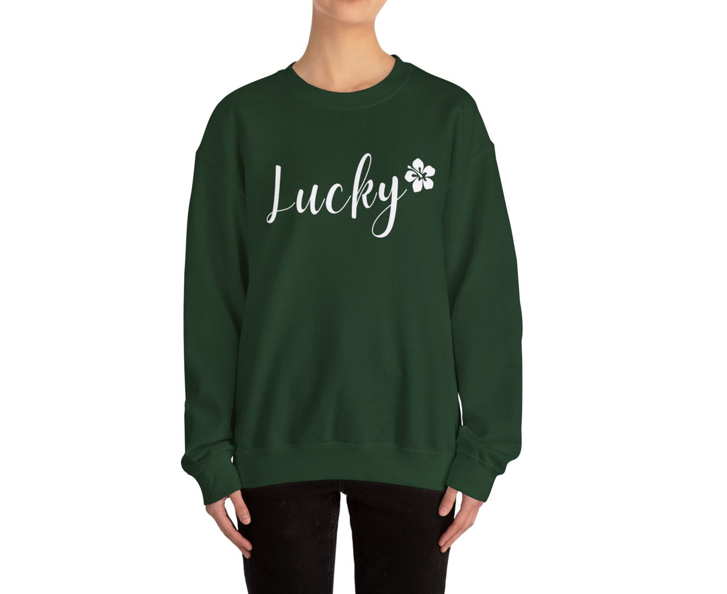 Lucky Script Hibiscus Unisex Heavy Blend Crewneck Sweatshirt - Global Village Kailua Boutique