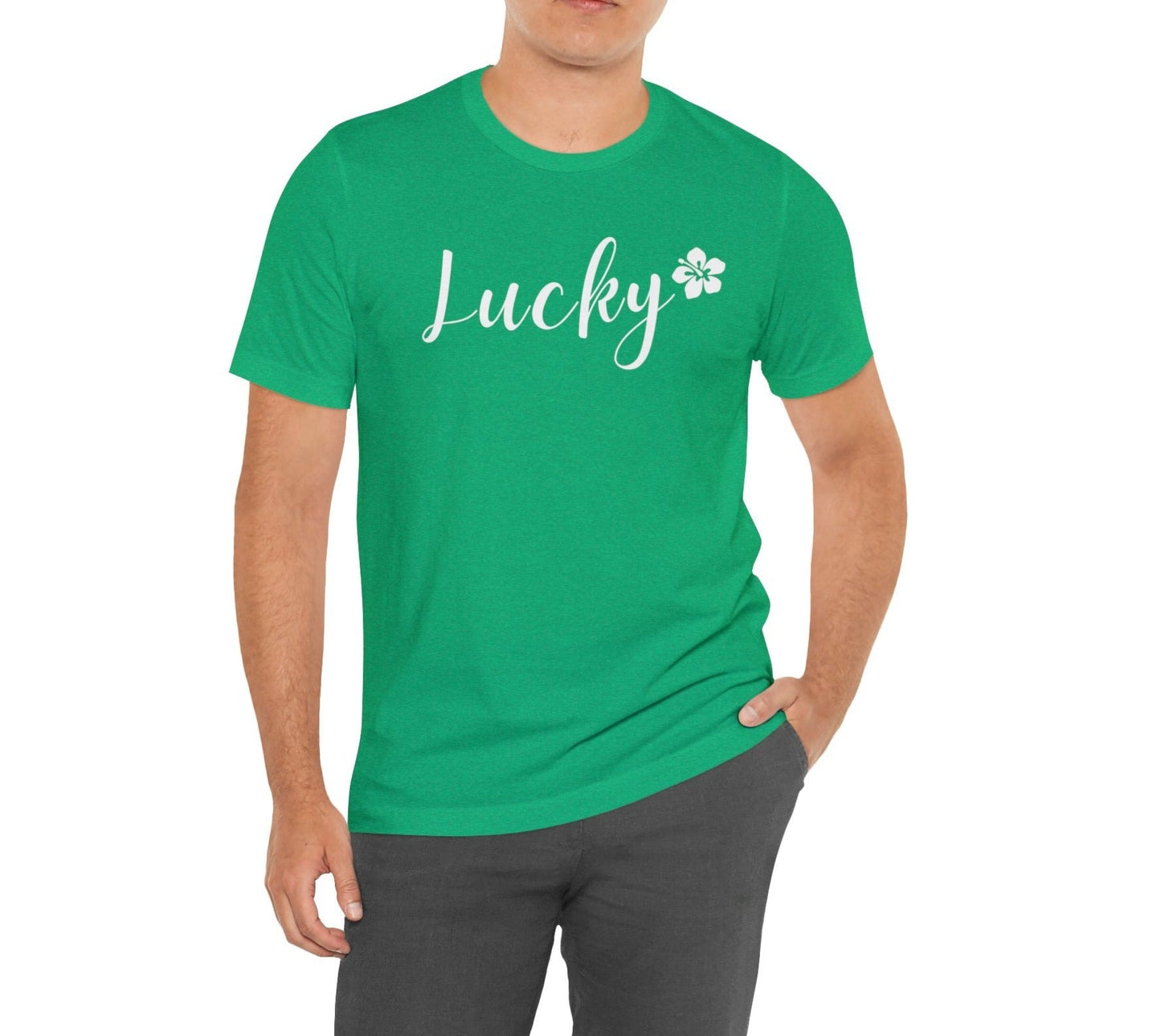 Lucky Script Hibiscus Unisex Jersey Tee - Global Village Kailua Boutique