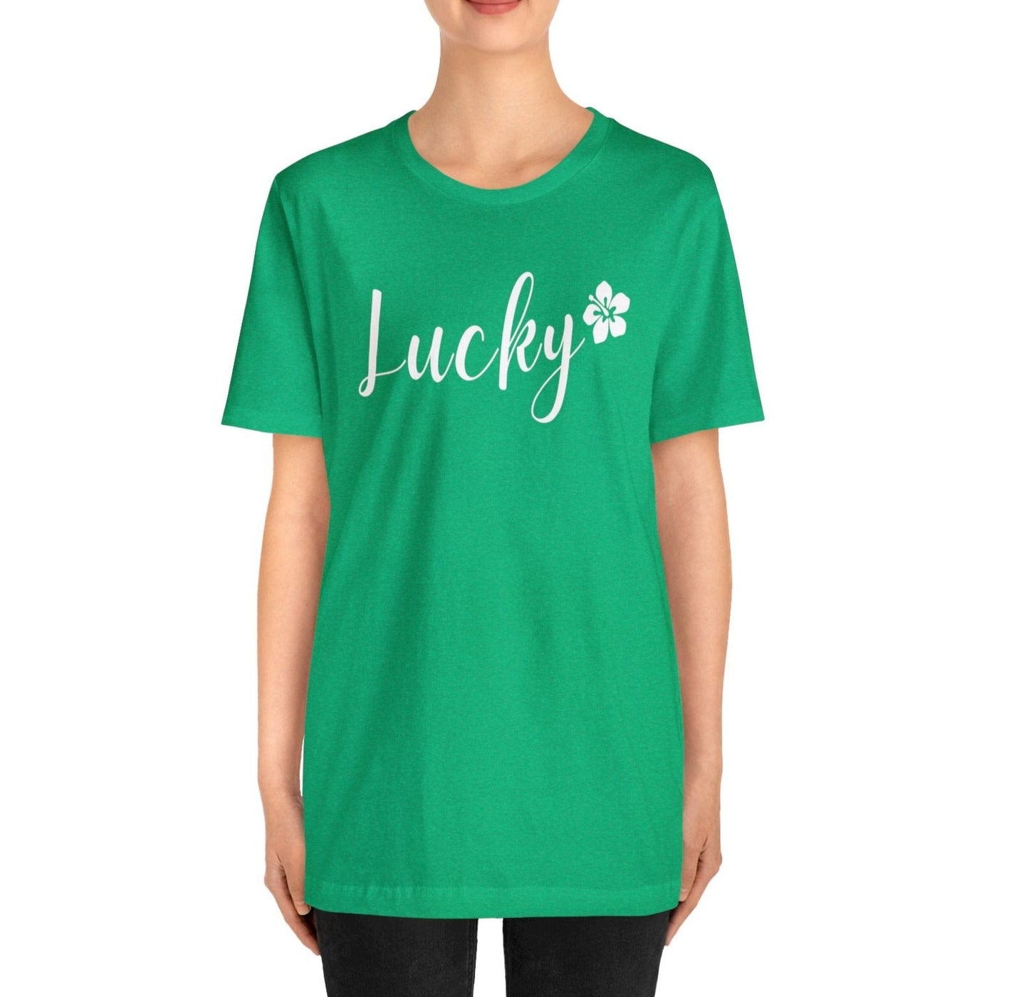 Lucky Script Hibiscus Unisex Jersey Tee - Global Village Kailua Boutique