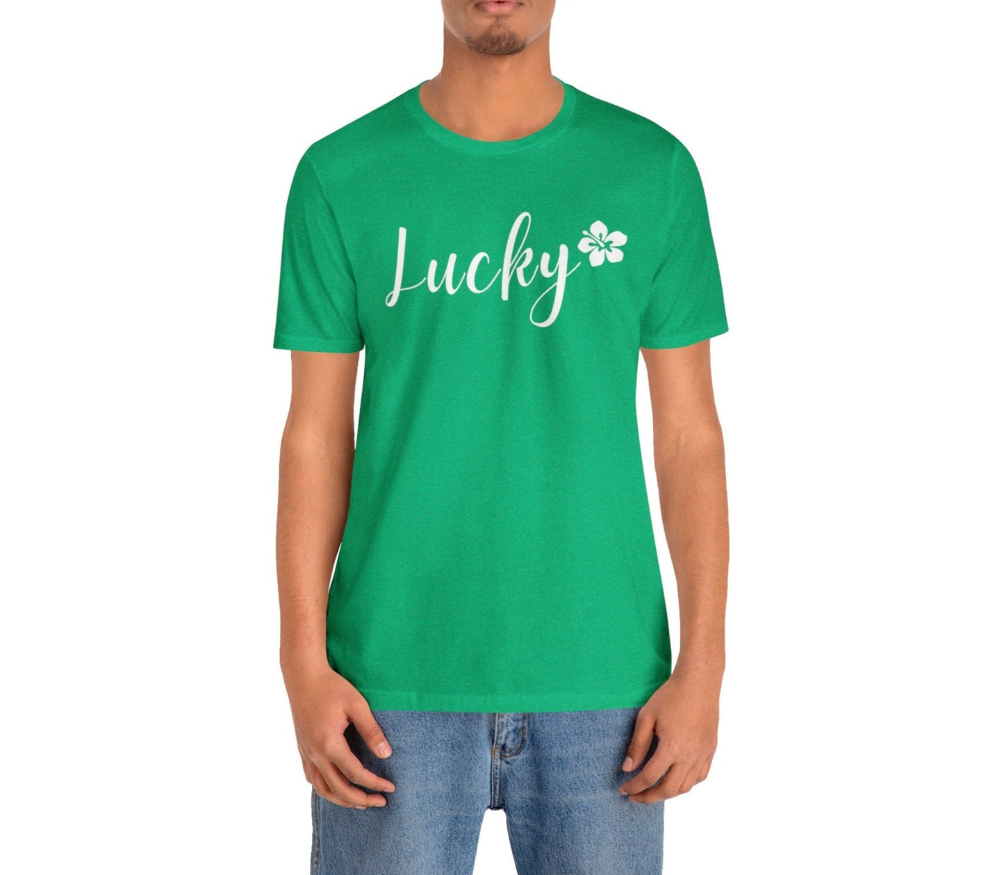 Lucky Script Hibiscus Unisex Jersey Tee - Global Village Kailua Boutique