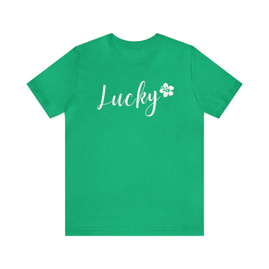 Lucky Script Hibiscus Unisex Jersey Tee - Global Village Kailua Boutique