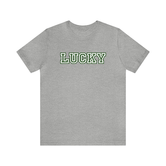 Lucky Varsity Unisex Jersey Tee - Global Village Kailua Boutique