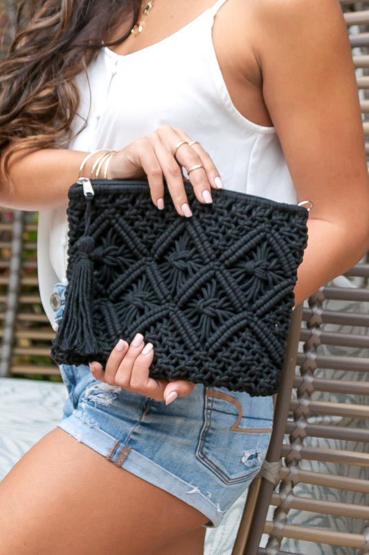 Macrame Tassel Clutch Global Village Kailua Boutique