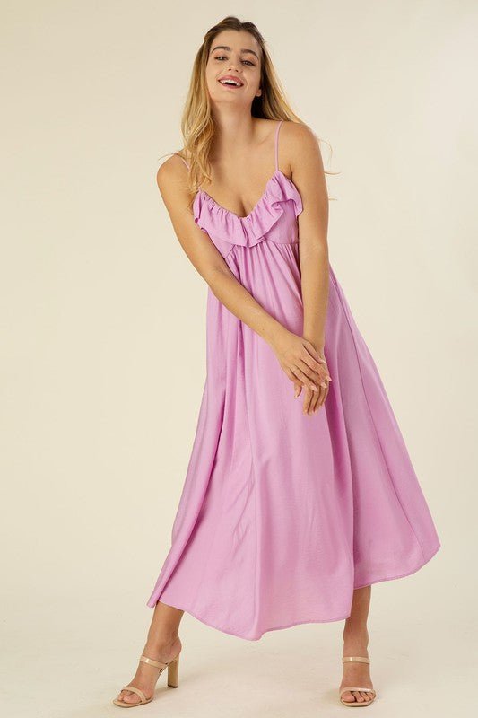 Maxi Dress with Ruffle Top - Global Village Kailua Boutique