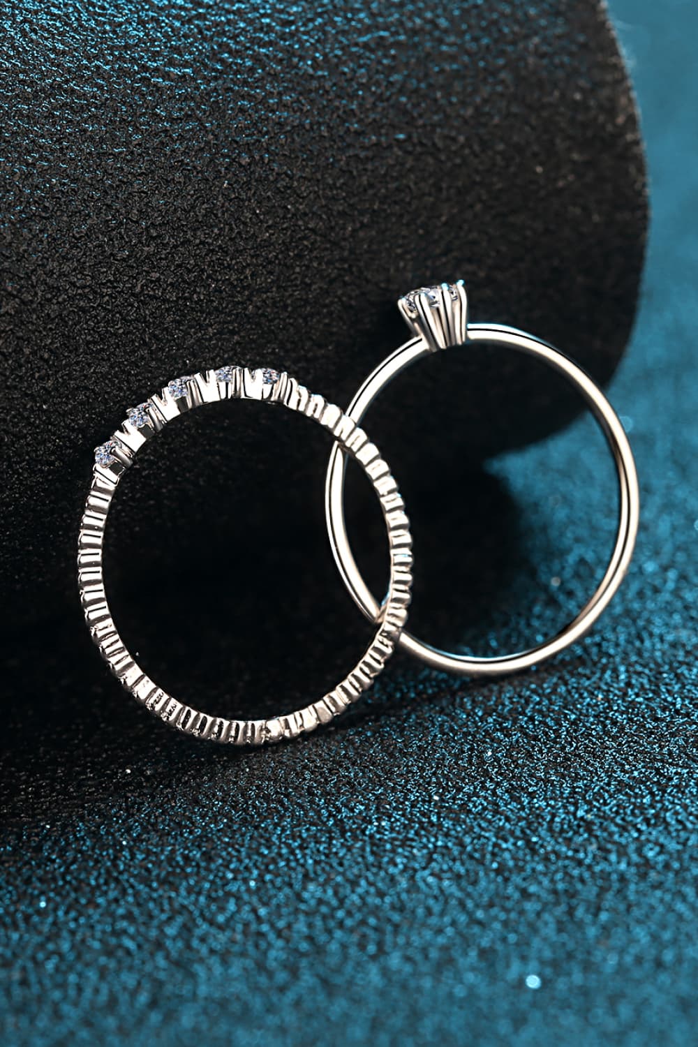 Moissanite 925 Sterling Silver Two-Piece Ring Set - Global Village Kailua Boutique