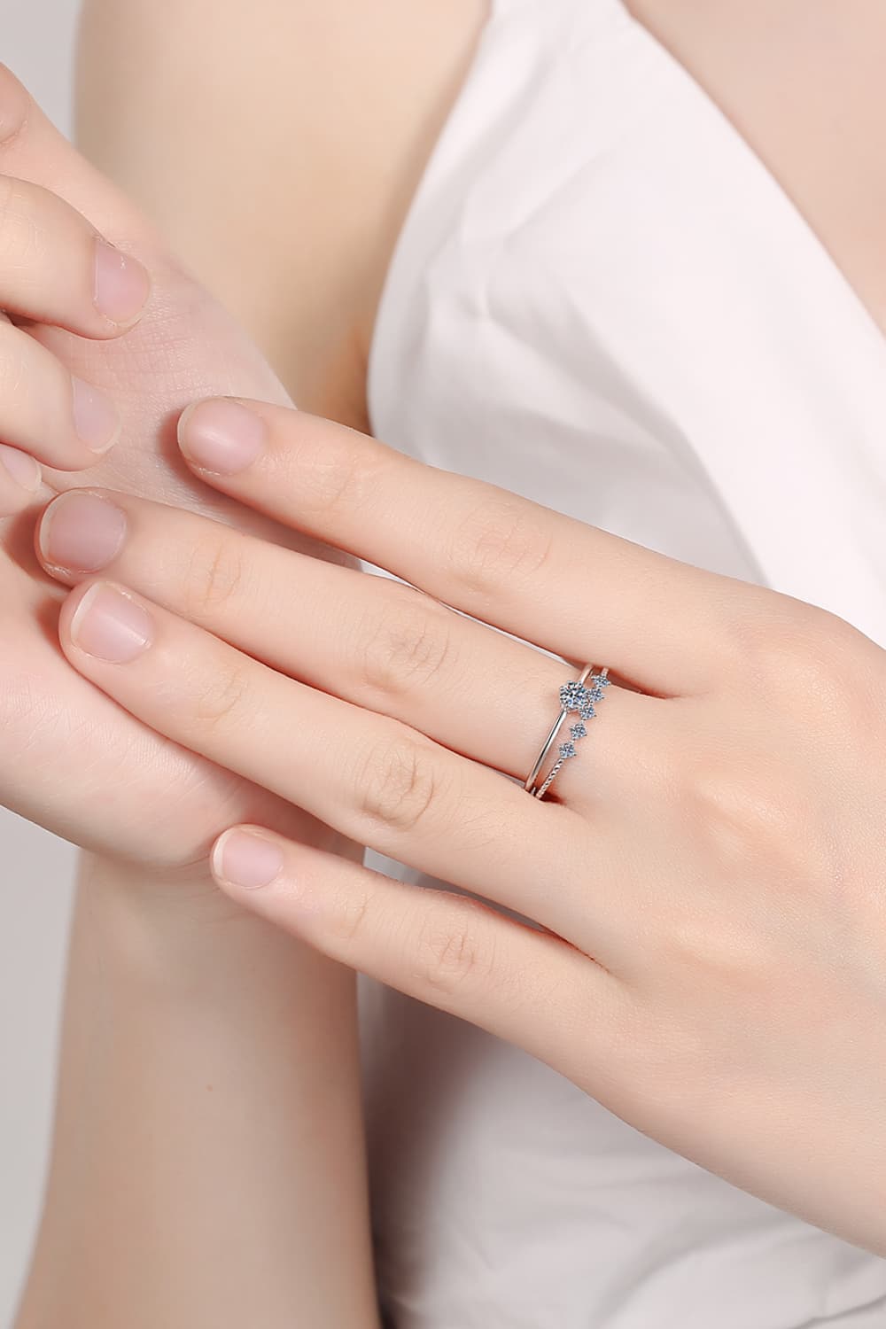 Moissanite 925 Sterling Silver Two-Piece Ring Set - Global Village Kailua Boutique
