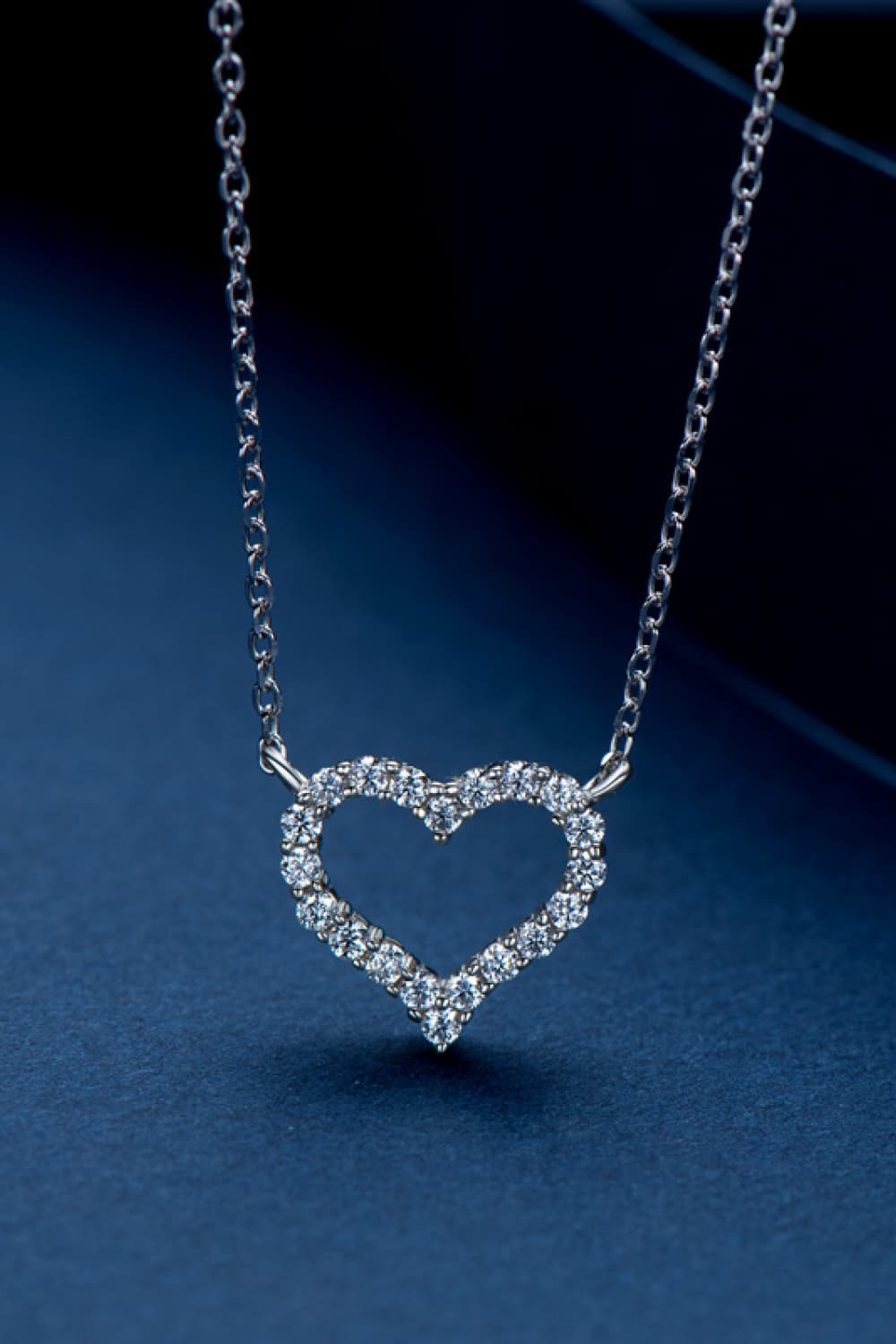 Moissanite Platinum-Plated Heart Necklace - Global Village Kailua Boutique