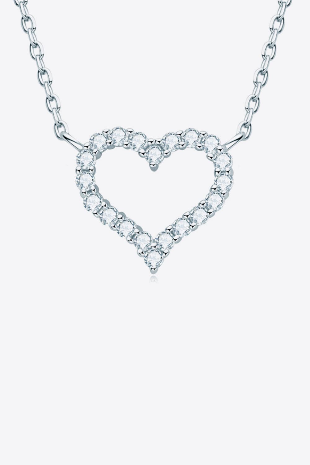 Moissanite Platinum-Plated Heart Necklace - Global Village Kailua Boutique