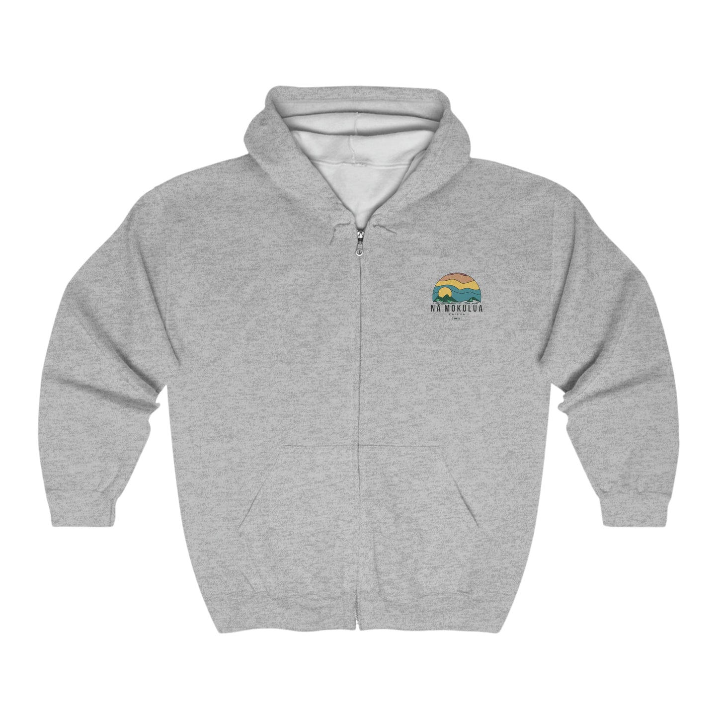Nā Mokulua Wavy Unisex Full Zip Hooded Sweatshirt - Global Village Kailua Boutique