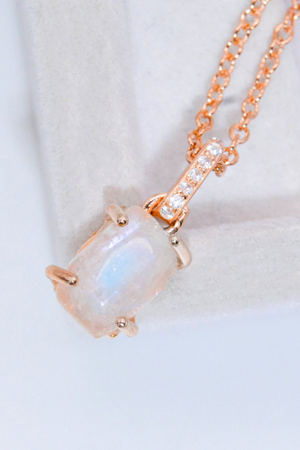 Natural Moonstone 4-Prong Pendant Necklace - Global Village Kailua Boutique