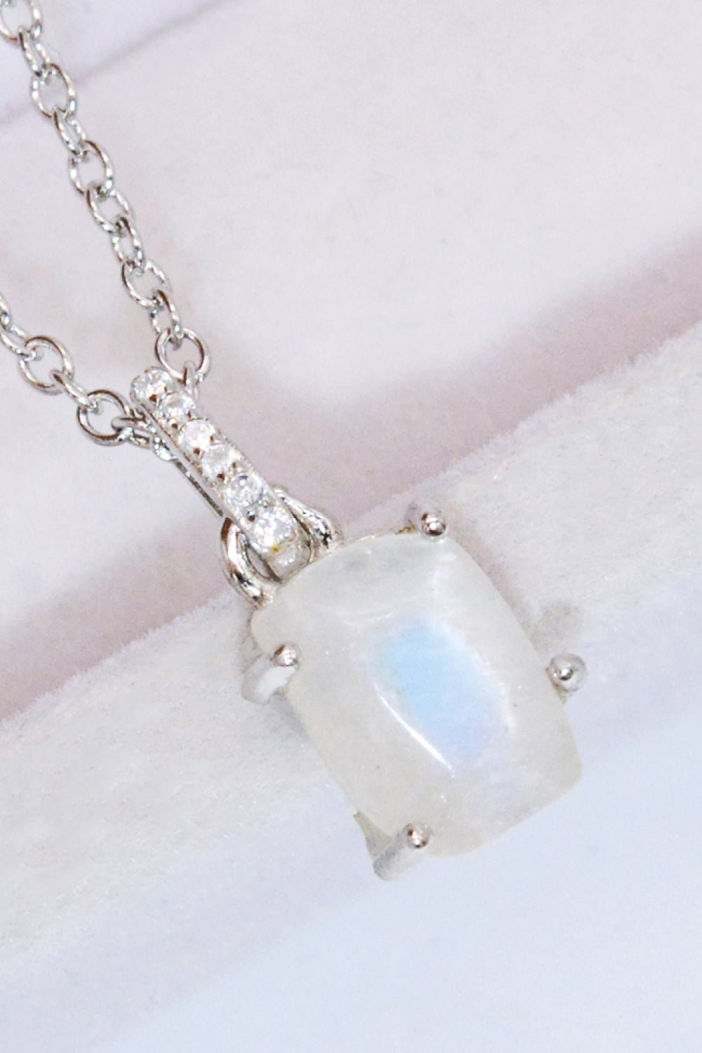 Natural Moonstone 4-Prong Pendant Necklace - Global Village Kailua Boutique