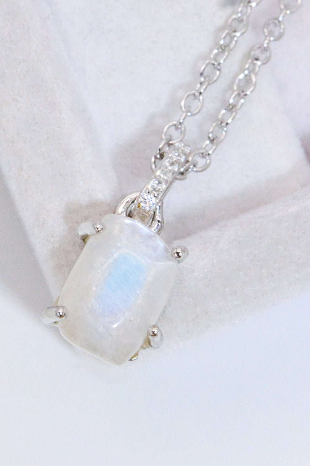 Natural Moonstone 4-Prong Pendant Necklace - Global Village Kailua Boutique