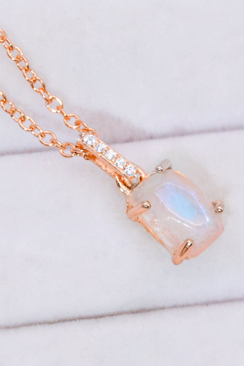 Natural Moonstone 4-Prong Pendant Necklace - Global Village Kailua Boutique