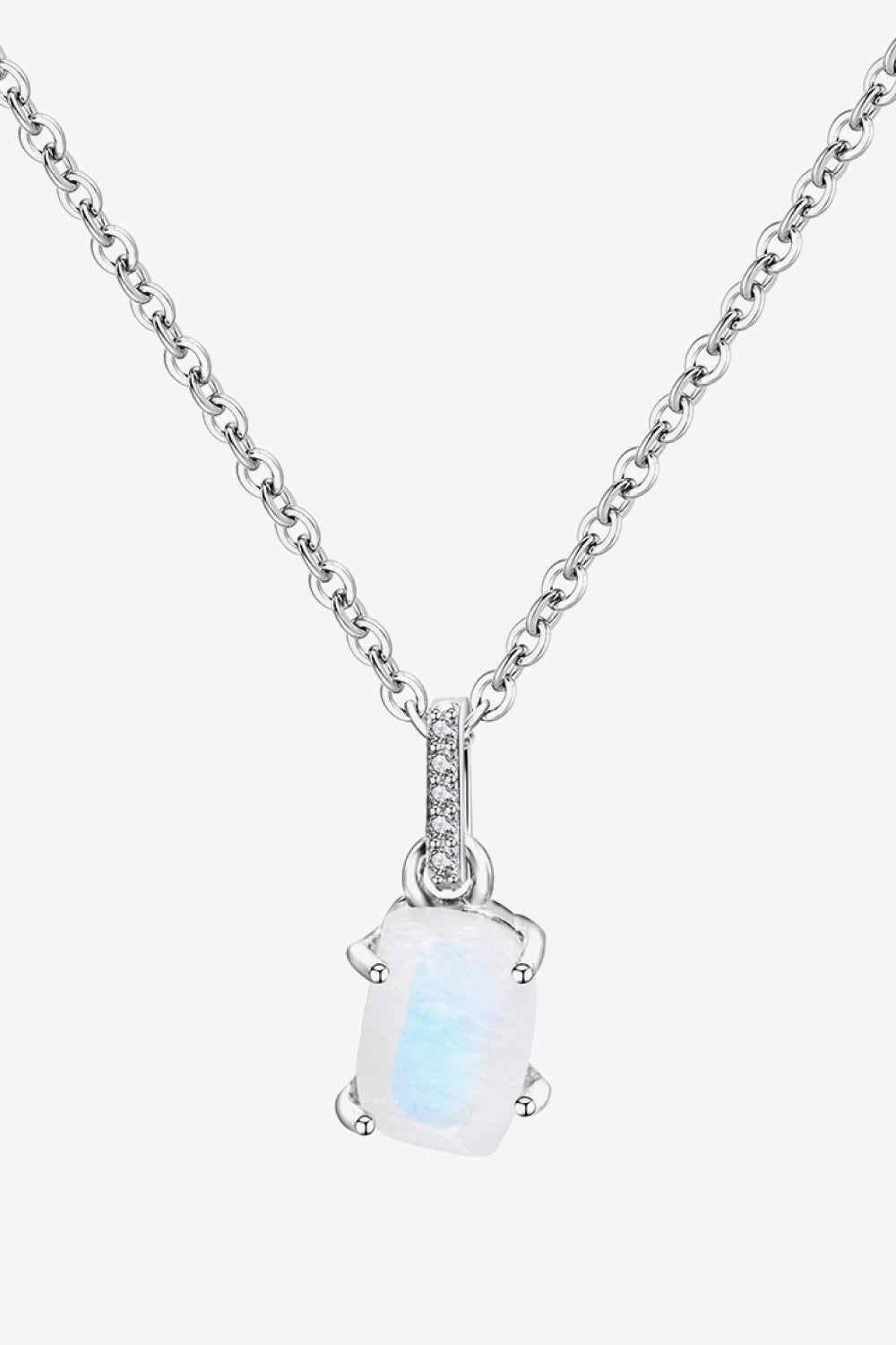 Natural Moonstone 4-Prong Pendant Necklace - Global Village Kailua Boutique