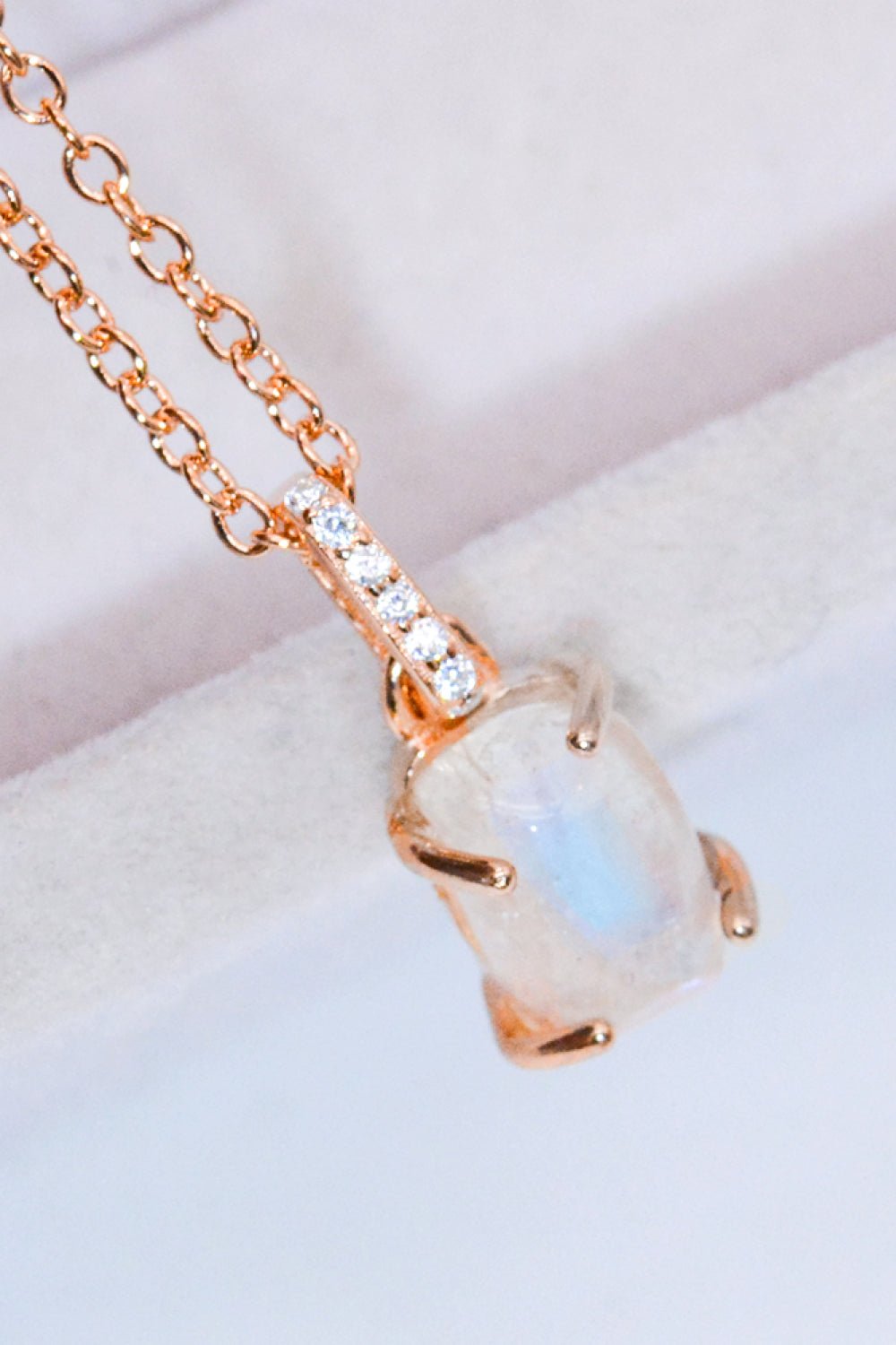 Natural Moonstone 4-Prong Pendant Necklace - Global Village Kailua Boutique