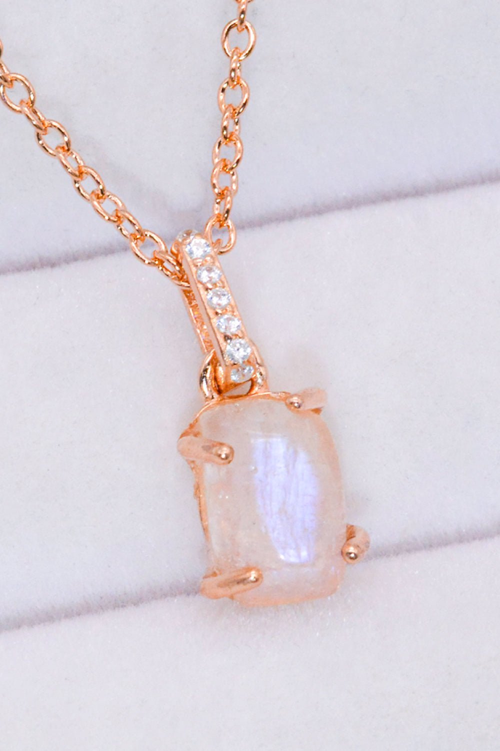 Natural Moonstone 4-Prong Pendant Necklace - Global Village Kailua Boutique