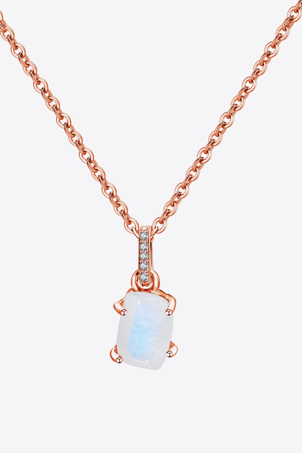 Natural Moonstone 4-Prong Pendant Necklace - Global Village Kailua Boutique