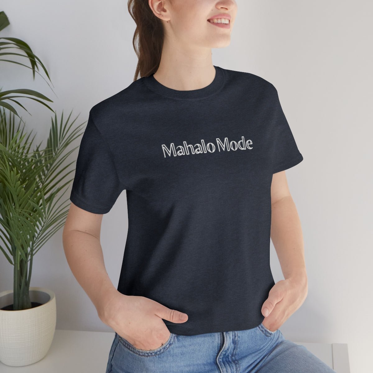 Navy Triblend Mahalo Mode Unisex Jersey Tee Global Village Kailua Boutique