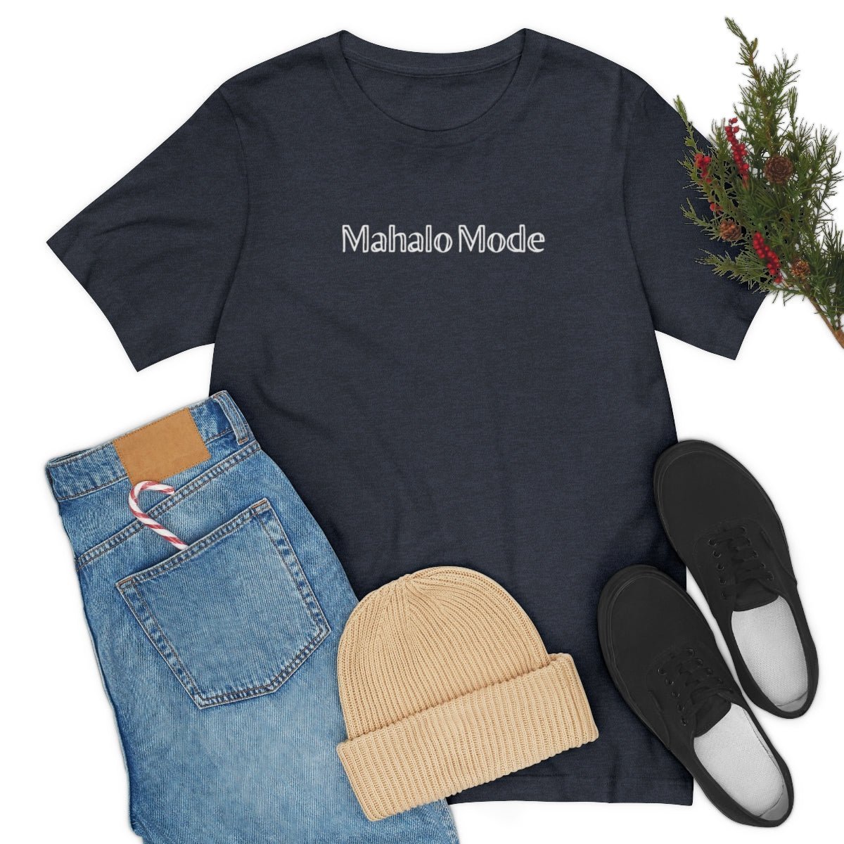 Navy Triblend Mahalo Mode Unisex Jersey Tee Global Village Kailua Boutique