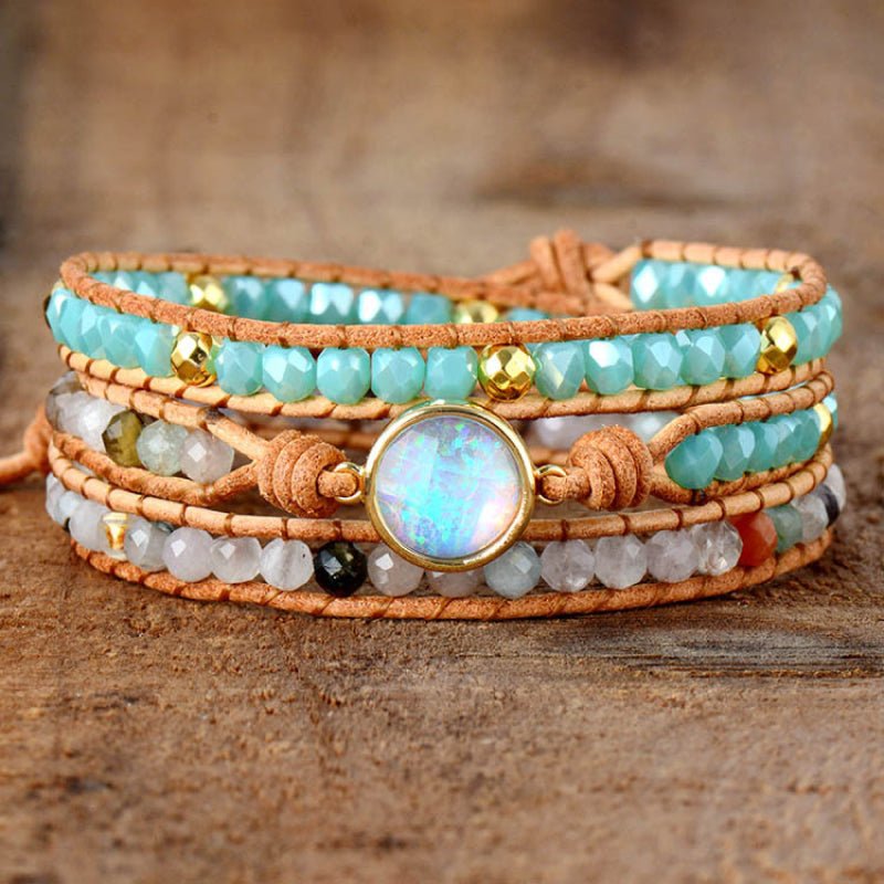 Opal Beaded Triple Layered Bracelet - Global Village Kailua Boutique