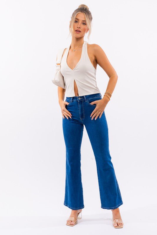 Open Front Ribbed Halter Top Global Village Kailua Boutique