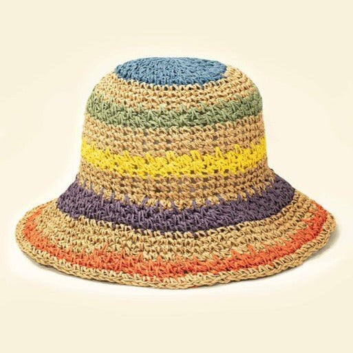 Packable Crochet Straw Bucket Hat Global Village Kailua Boutique