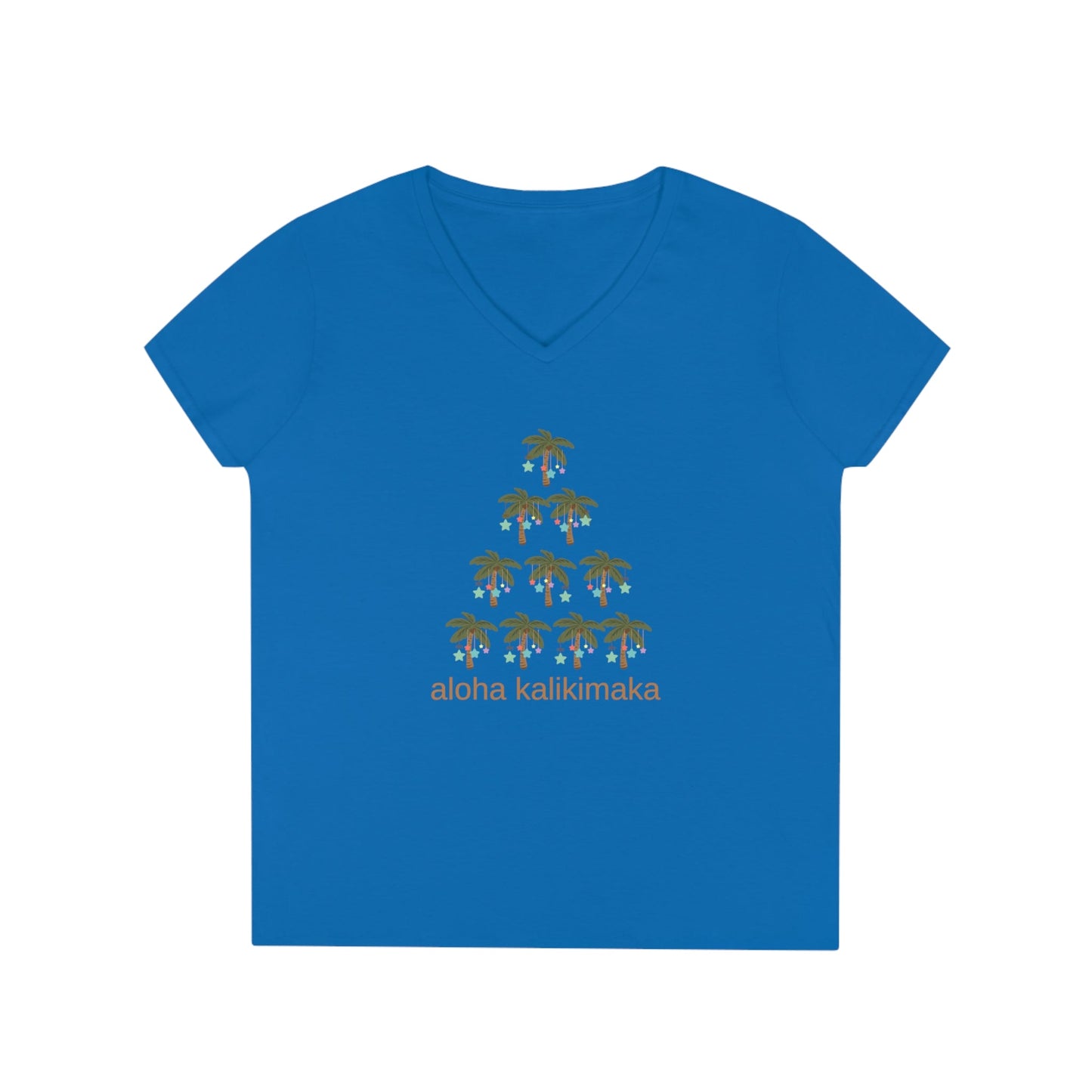 Palm Tree Kalikimaka V-Neck T-Shirt - Global Village Kailua Boutique