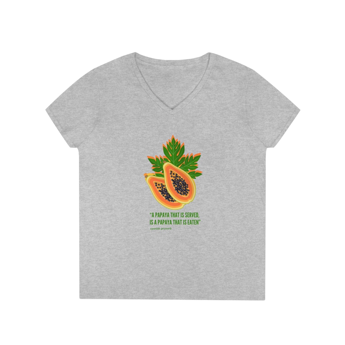 Papaya Ladies' V Neck T-Shirt - Global Village Kailua Boutique